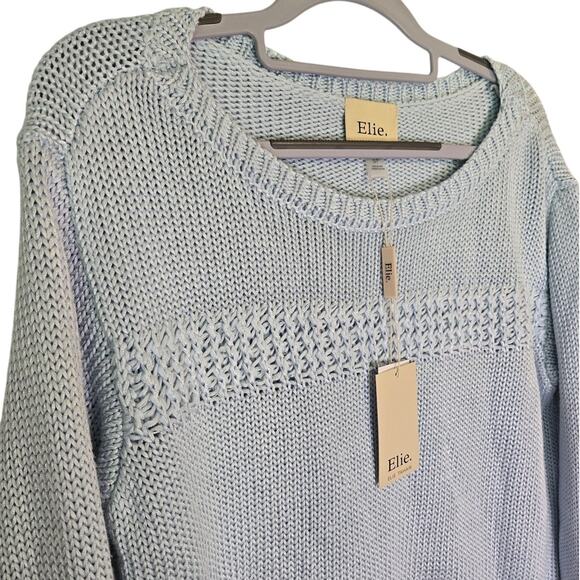 NWT ELIE TAHARI Cotton Rayon Knit Pullover Sweater Small Ice Blue Soft Office - Picture 6 of 12
